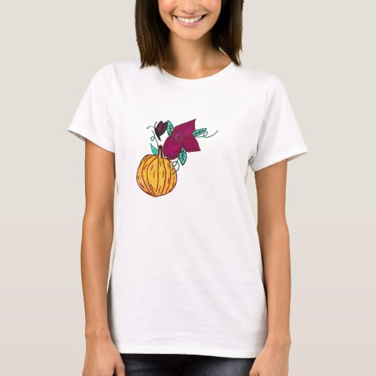 紫色の蝶とカボチャ Tシャツ (正面)