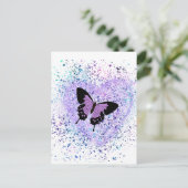紫色の蝶とカ絵を描ード ポストカード (スタンド正面)