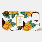 紫色の蝶と黄色のバラと名前 Case-Mate iPhoneケース (裏面 (横))