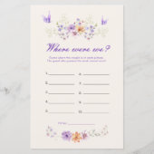 紫色の蝶どこ我々のブライダルシャワーゲーム (正面)