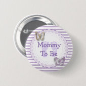 紫色の蝶のおばあちゃん赤ちゃんシャワーボタン 缶バッジ (正面&裏面)