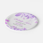 紫色の蝶のキスとベビーウィッシュベイビーシャワー ペーパープレート (アングル)