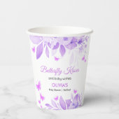 紫色の蝶のキスとベビーウィッシュベイビーシャワー 紙コップ (裏面)
