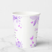 紫色の蝶のキスとベビーウィッシュベイビーシャワー 紙コップ (右)