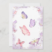 紫色の蝶のキスと誕生日の願い 招待状 (裏面)