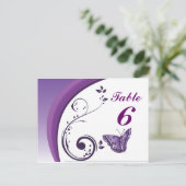 紫色の蝶のテーブル番号カード ポストカード (スタンド正面)