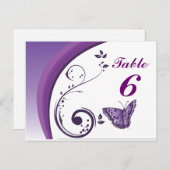 紫色の蝶のテーブル番号カード ポストカード (正面/裏面)