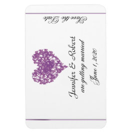 紫色の蝶のハート結婚式の日付を保存 マグネット