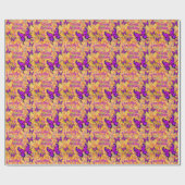 紫色の蝶のパーソナライズ名の年齢転が ラッピングペーパー (フラット)