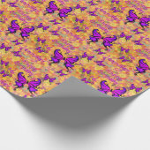 紫色の蝶のパーソナライズ名の年齢転が ラッピングペーパー (角)