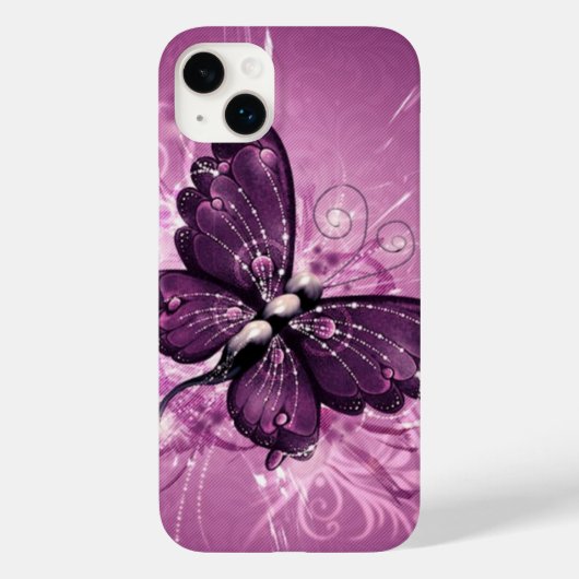 紫色の蝶のベクトルアート Case-Mate iPhoneケース (裏面)