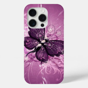 紫色の蝶のベクトルアート iPhone 15 PROケース