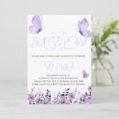 紫色の蝶のベビーシャワー招待状 招待状 (スタンド正面)