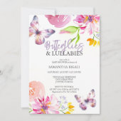 紫色の蝶のベビーシャワー招待状 招待状 (正面)