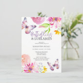 紫色の蝶のベビーシャワー招待状 招待状 (スタンド正面)