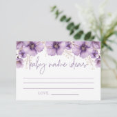紫色の蝶のベビー名のアイディア、ベビーシャワー エンクロージャーカード (スタンド正面)