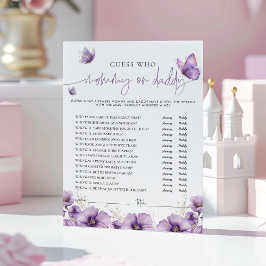 紫色の蝶のママまたはパパベビーゲームカード アドバイスカード