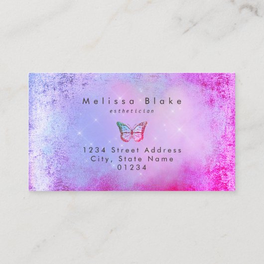 紫色の蝶のロゴ 名刺 (裏面)