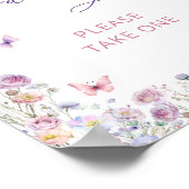 紫色の蝶のワイルドフラワーベビーシャワーの好意 ポスター (角)