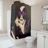 紫色の蝶の仮面舞踏会 シャワーカーテン (インサイチュ)