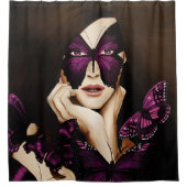 紫色の蝶の仮面舞踏会 シャワーカーテン (正面)