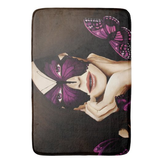 紫色の蝶の仮面舞踏会 バスマット (正面縦)