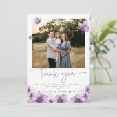 紫色の蝶の写真ベビーショーサンキューカード 招待状 (スタンド正面)