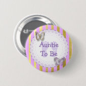 紫色の蝶の叔母の赤ちゃんのシャワーボタンになる 缶バッジ (正面&裏面)