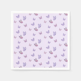 紫色の蝶の女の子の誕生日 スタンダードカクテルナプキン