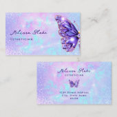 紫色の蝶の宝石パステルフェイクグリッター 名刺 (正面/裏面)