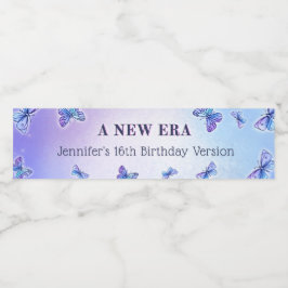 紫色の蝶の時代の誕生日パーティウォーターボトル ペットボトルラベル