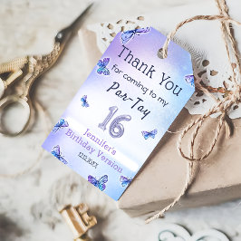 紫色の蝶の時代の誕生日パーティー ギフトタグ