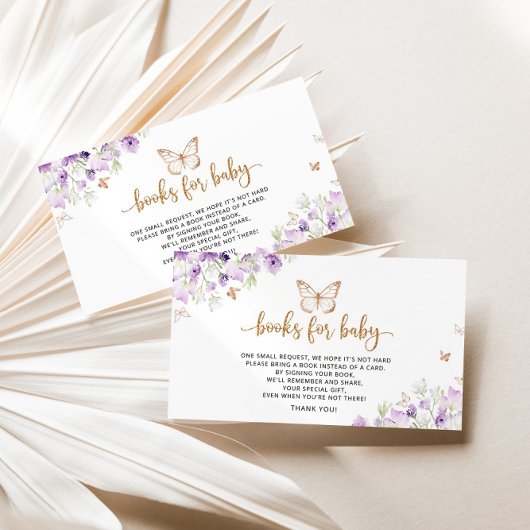 紫色の蝶の本ベビーチケット エンクロージャーカード