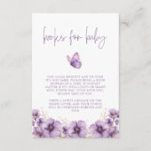 紫色の蝶の本ベビー、赤ちゃんシャワー エンクロージャーカード (正面)