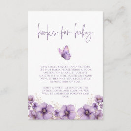 紫色の蝶の本ベビー、赤ちゃんシャワー エンクロージャーカード