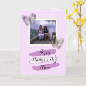 紫色の蝶の母の娘フォトマザーズの日 カード (黄色い花)