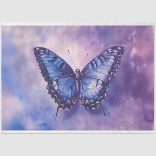 紫色の蝶の水の色の切り離し 薄葉紙 (正面)
