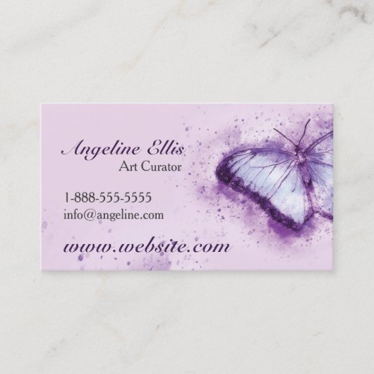 紫色の蝶の水色の名刺 名刺 (正面)