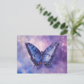 紫色の蝶の水色 ポストカード (スタンド正面)