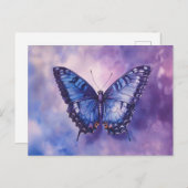 紫色の蝶の水色 ポストカード (正面/裏面)