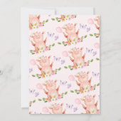 紫色の蝶の私たちの小さな子豚の最初の誕生日 招待状 (裏面)