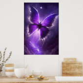 紫色の蝶の稲妻ウォールアート ポスター (キッチン)