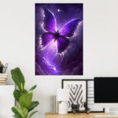 紫色の蝶の稲妻ウォールアート ポスター (ホームオフィス)