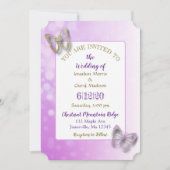 紫色の蝶の結婚式招待状 招待状 (正面)