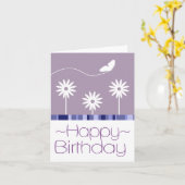 紫色の蝶の花のハッピーバースデー カード (黄色い花)