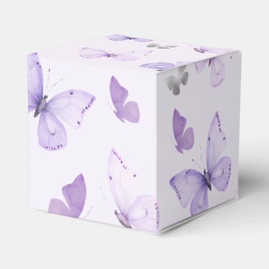 紫色の蝶の赤ちゃんシャワーお願いボックス フェイバーボックス (裏面サイド)