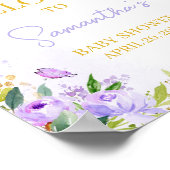 紫色の蝶の赤ちゃんシャワーへようこそ ポスター (角)