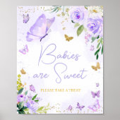 紫色の蝶の赤ちゃんシャワーベビーは甘い ポスター (正面)