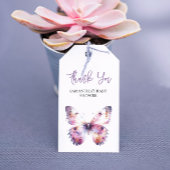 紫色の蝶の赤ちゃんシャワーメッセージカード ギフトタグ