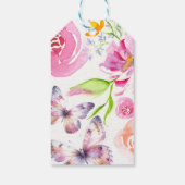 紫色の蝶の赤ちゃんシャワーメッセージカード ギフトタグ (裏面)